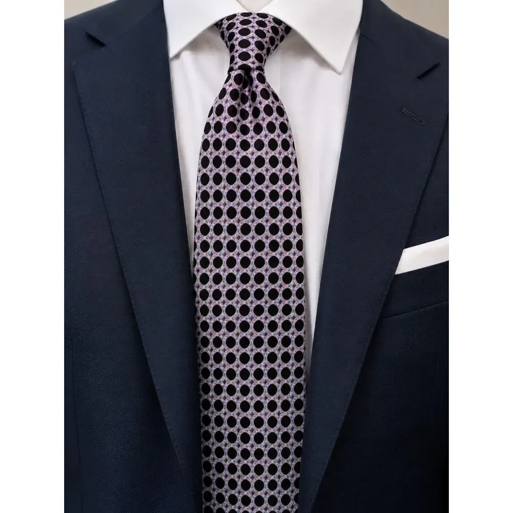 Stefano Ricci Mens 100% Silk Tie Black Pink Blue Geometric Made in Italy